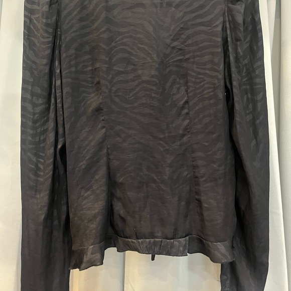 Mustard Seed Black Zebra Print Ruched Blouse - Picture 2 of 5